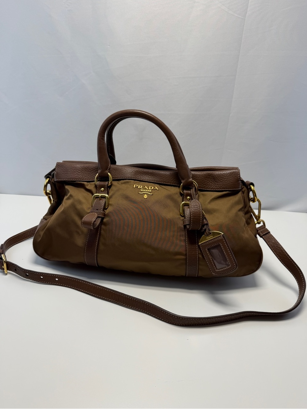 Prada Brown Nylon & Leather Messenger Satchel